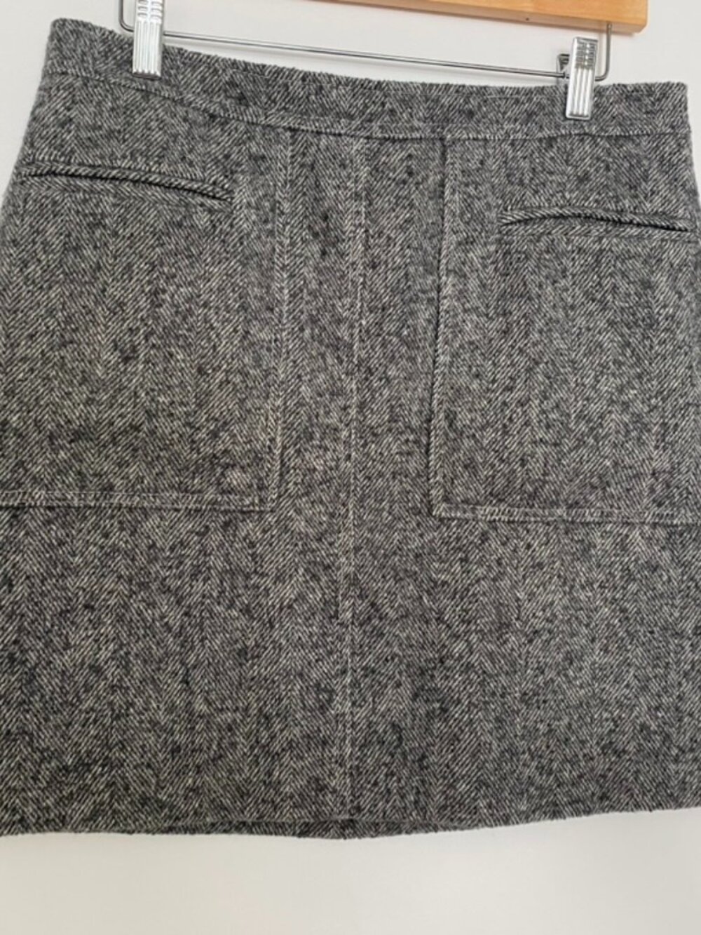 Jigsaw Grey Wool Herringbone Mini Skirt UK 12 US 8